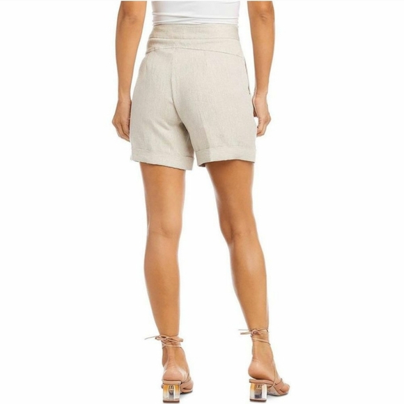 Karen Kane Womens Oat Linen Pleated Rolled Hem High-Waist Shorts - Picture 7 of 7